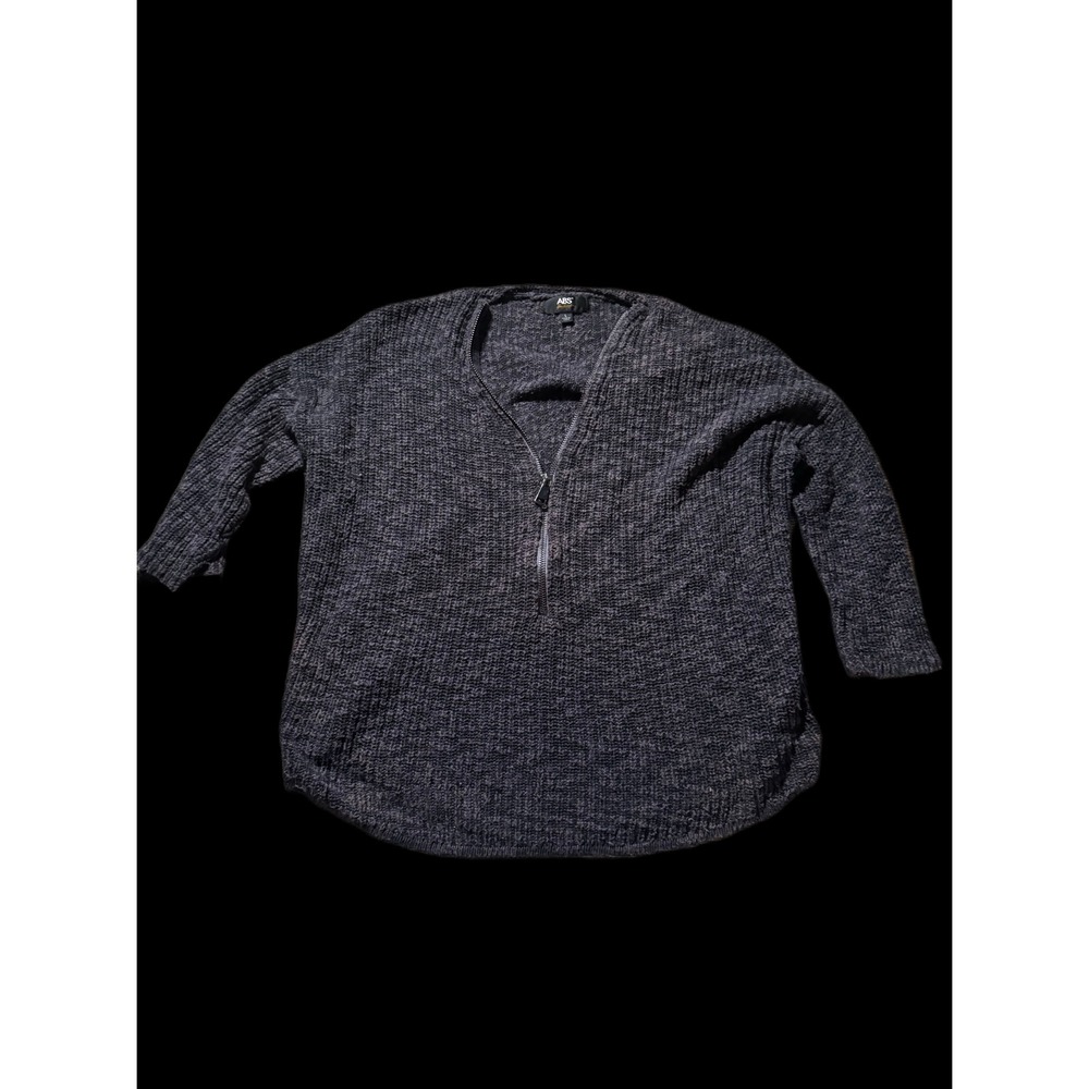 ABS Allen Schwartz Womens Charcoal Grey Chenille Quarter Zip‎ Knit Sweater Large